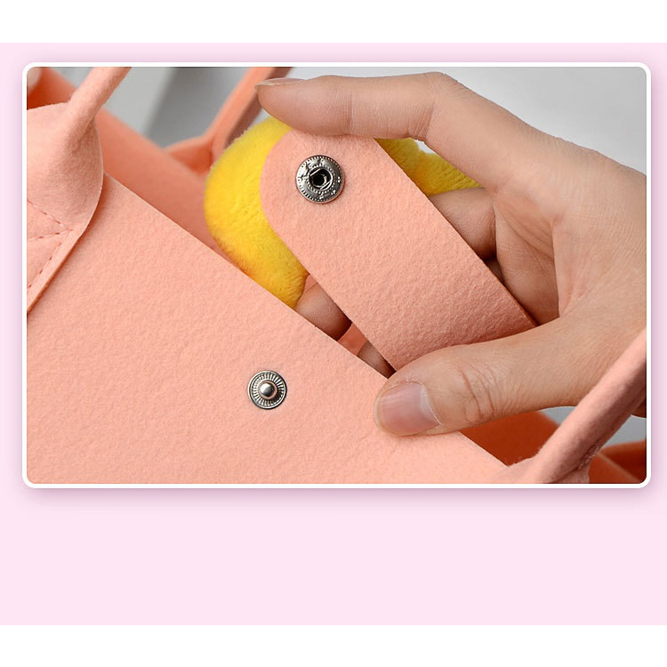 Túi Xách Vuông Bằng Vải Nỉ Gắn Gấu Bông Hoạt Hình Siêu Dễ Thương Phong Cách Hàn Quốc Cho Nữ