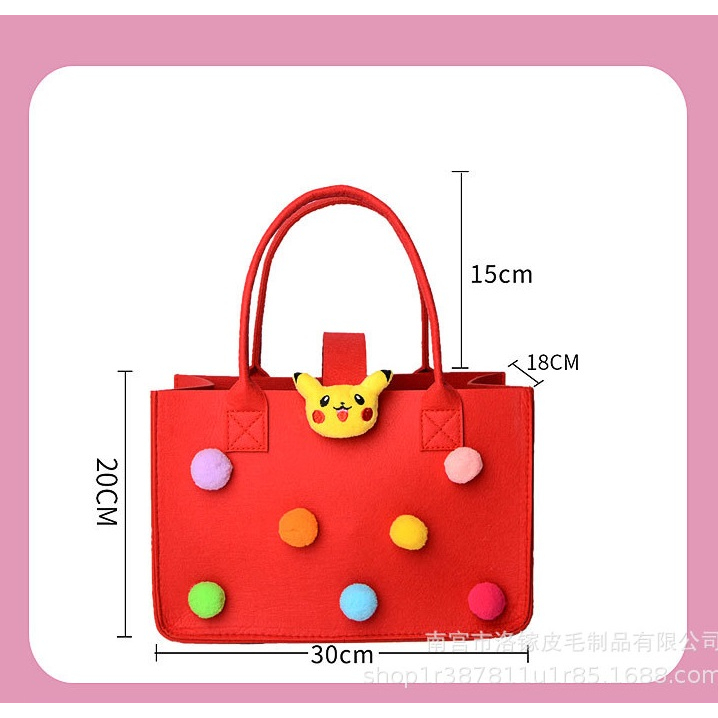 Túi Xách Vuông Bằng Vải Nỉ Gắn Gấu Bông Hoạt Hình Siêu Dễ Thương Phong Cách Hàn Quốc Cho Nữ