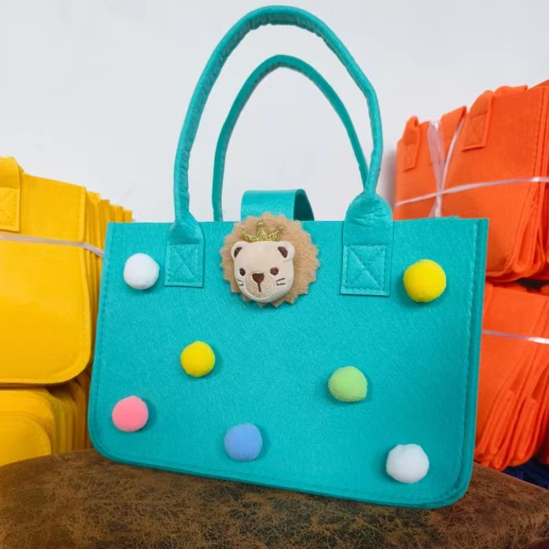 Túi Xách Vuông Bằng Vải Nỉ Gắn Gấu Bông Hoạt Hình Siêu Dễ Thương Phong Cách Hàn Quốc Cho Nữ