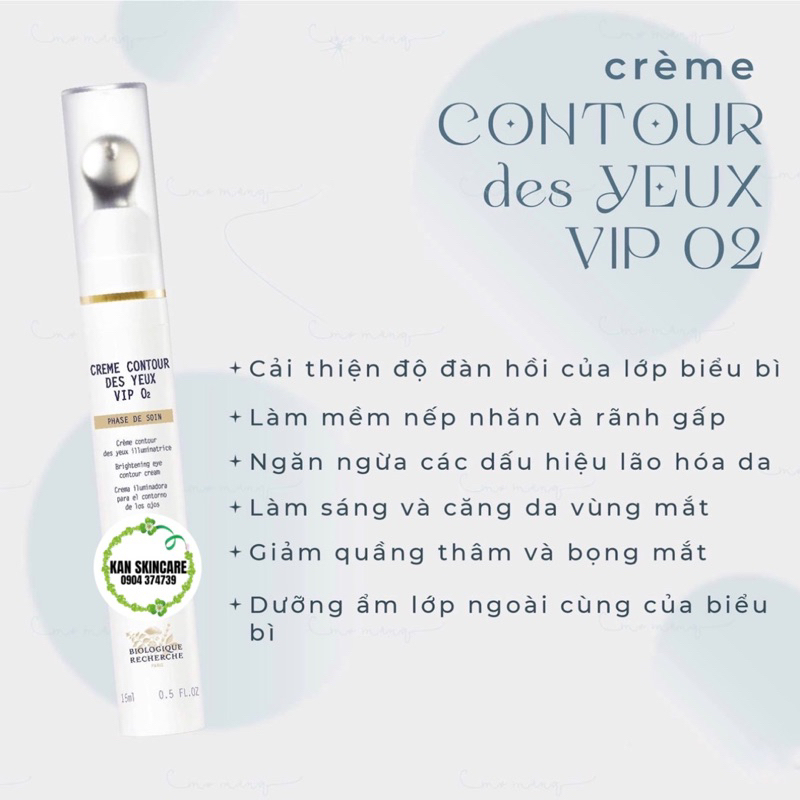 ⭐ Kem giảm thâm mắt Biologique Creme Contour des yeux Vip O2 BR mini 4ml