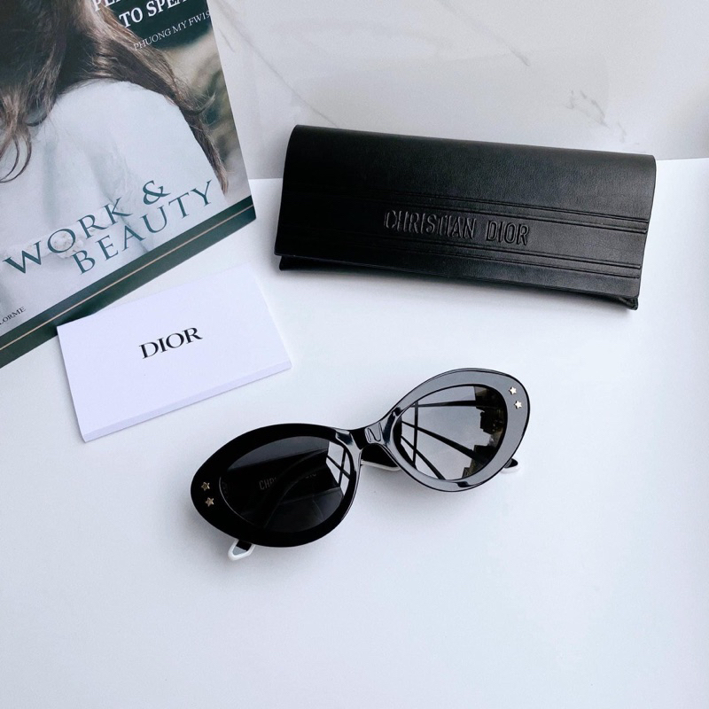 Kính râm oval CD Di.or thời thượng,kính mát dáng tròn tròng UV400