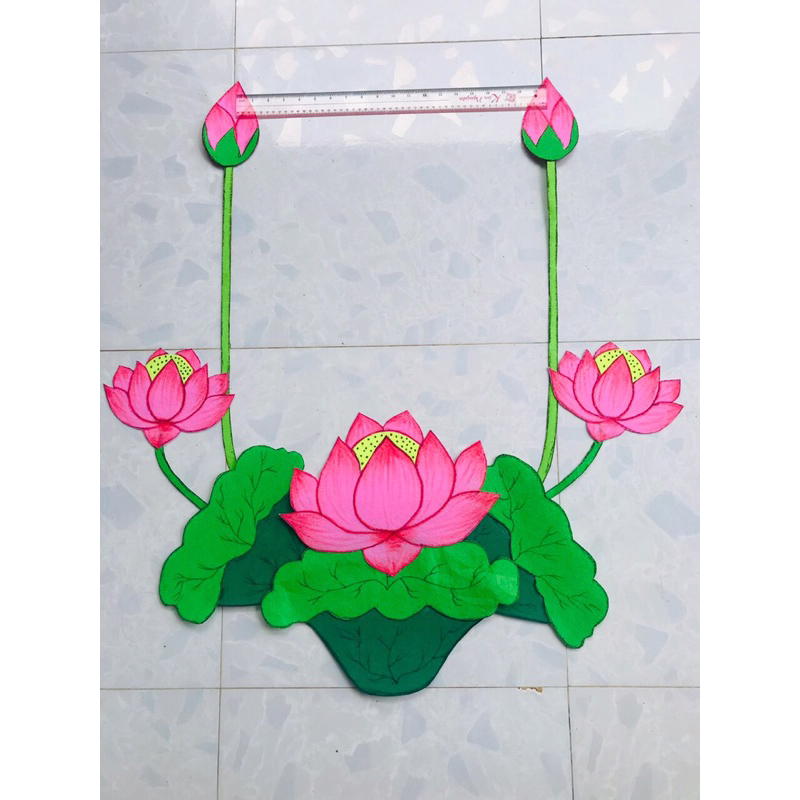 Hoa Sen Trang Trí Ảnh Bác Làm Bằng Nỉ, Kích Thước 110 x 90cm
