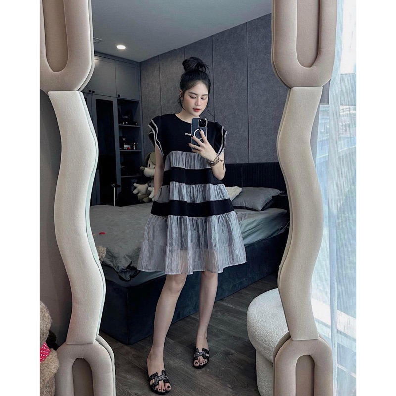Váy V70, Đầm nữ babydoll 2 lớp cánh tiên bèo mix voan tone màu nhẹ nhàng dành cho các nàng diện đi phố, đi chơi