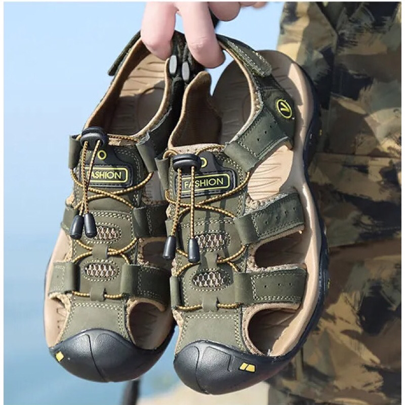 Xả kho giày Sandal Da Bò Chống Trượt Cho Nam size 46