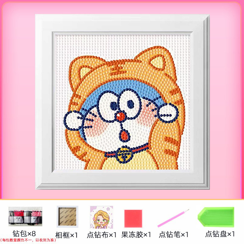Tranh đính đá mini Gấu Dâu, Doraemon, Kuromi, siêu nhân có khung - Mèo Béo Kids Store