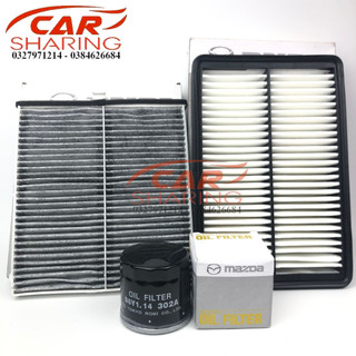 Combo 3 món lọc gió động cơ , điều hòa than và thường , lọc nhớt , dùng cho xe mazda 3 allnew 1.5,đời xe 2015 đến nay