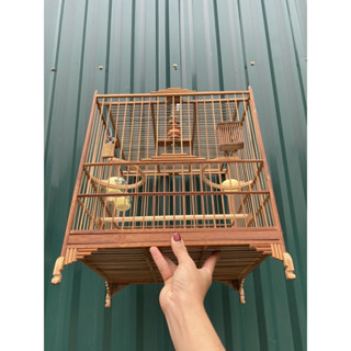 Lồng chim chào mào tự ráp Khung lồng chào mào trúc già xử lý rộng 37cm cột thẳng nóc chữ H kèm móc nậm gỗ bền đẹp
