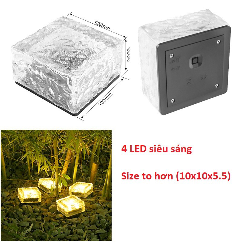 Đèn viên đá năng lượng mặt trời dùng trang trí sân vườn