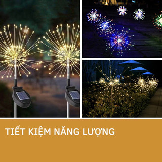 Đèn led pháo hoa năng lượng mặt trời sân vườn, đèn trang trí ngoài trời chống nước 8 kiểu nháy