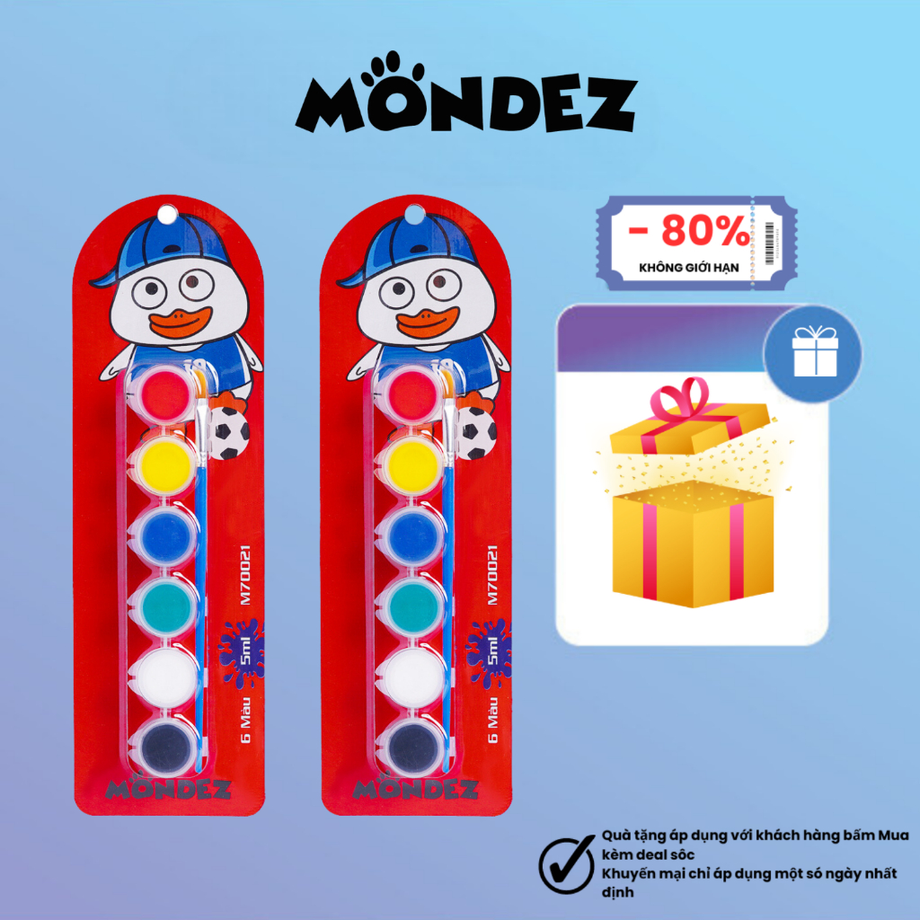 Bộ màu nước Poster color MONDEZ, set màu vẽ an toàn 6-12 màu có lọ nhựa đựng tiện dụng M70021- M70023