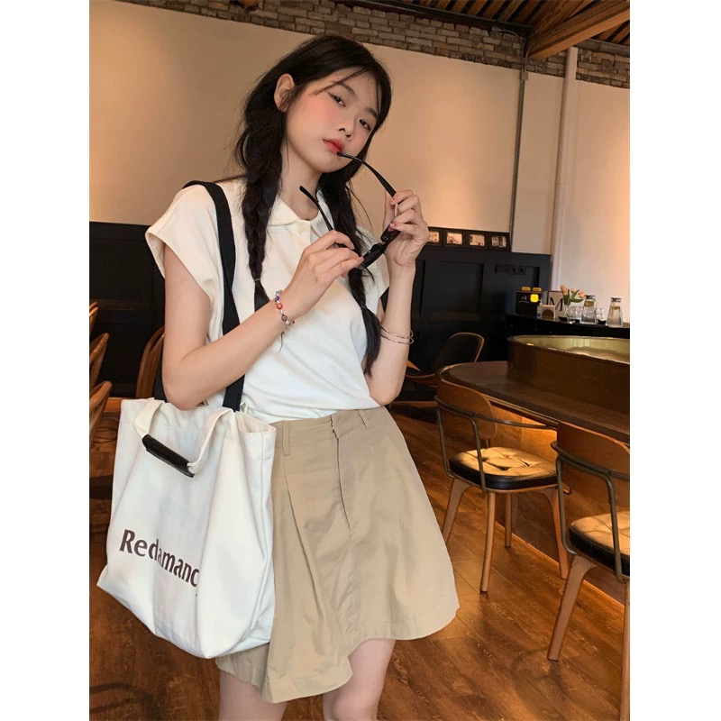 Chân váy Kaki chữ a phong cách Basic màu Kaki size S M L