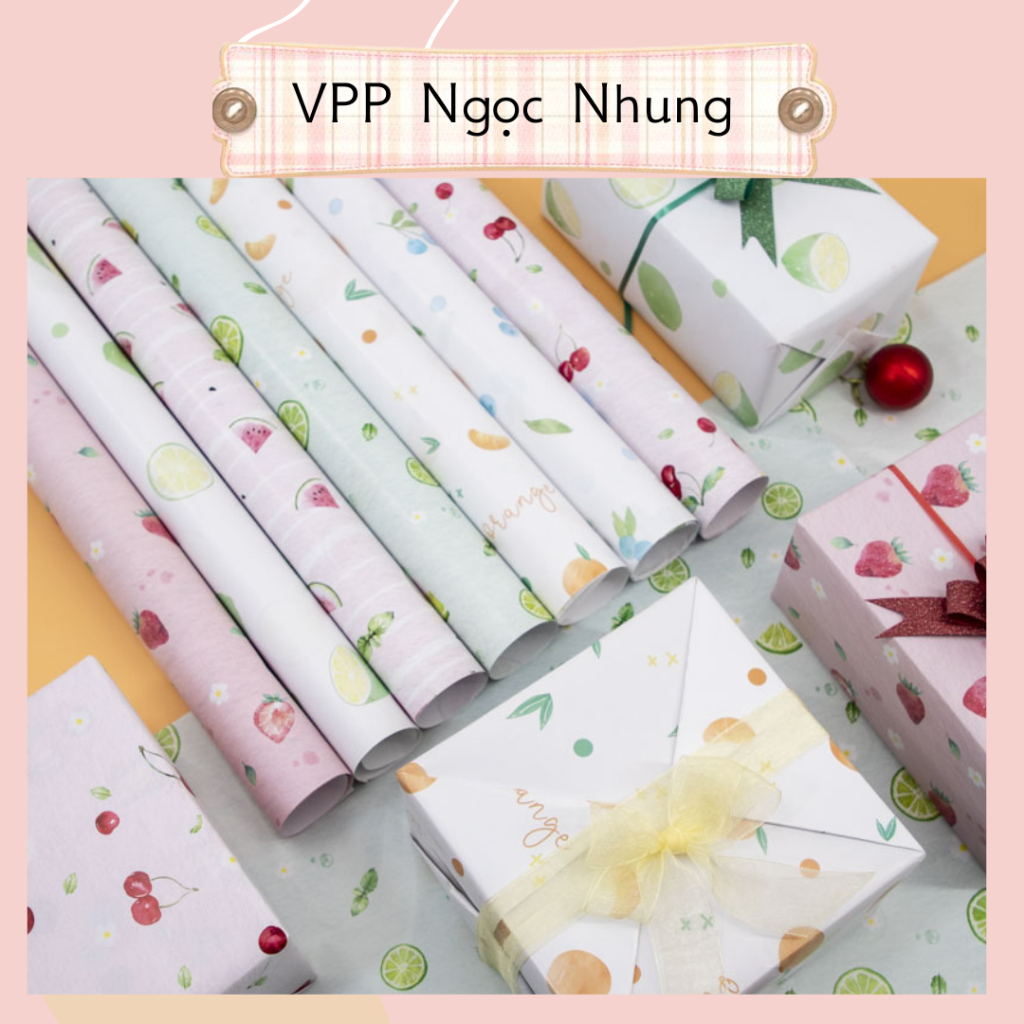 Giấy gói quà nhiều màu họa tiết trái cây tươi mát ❤️ 70*50 cm