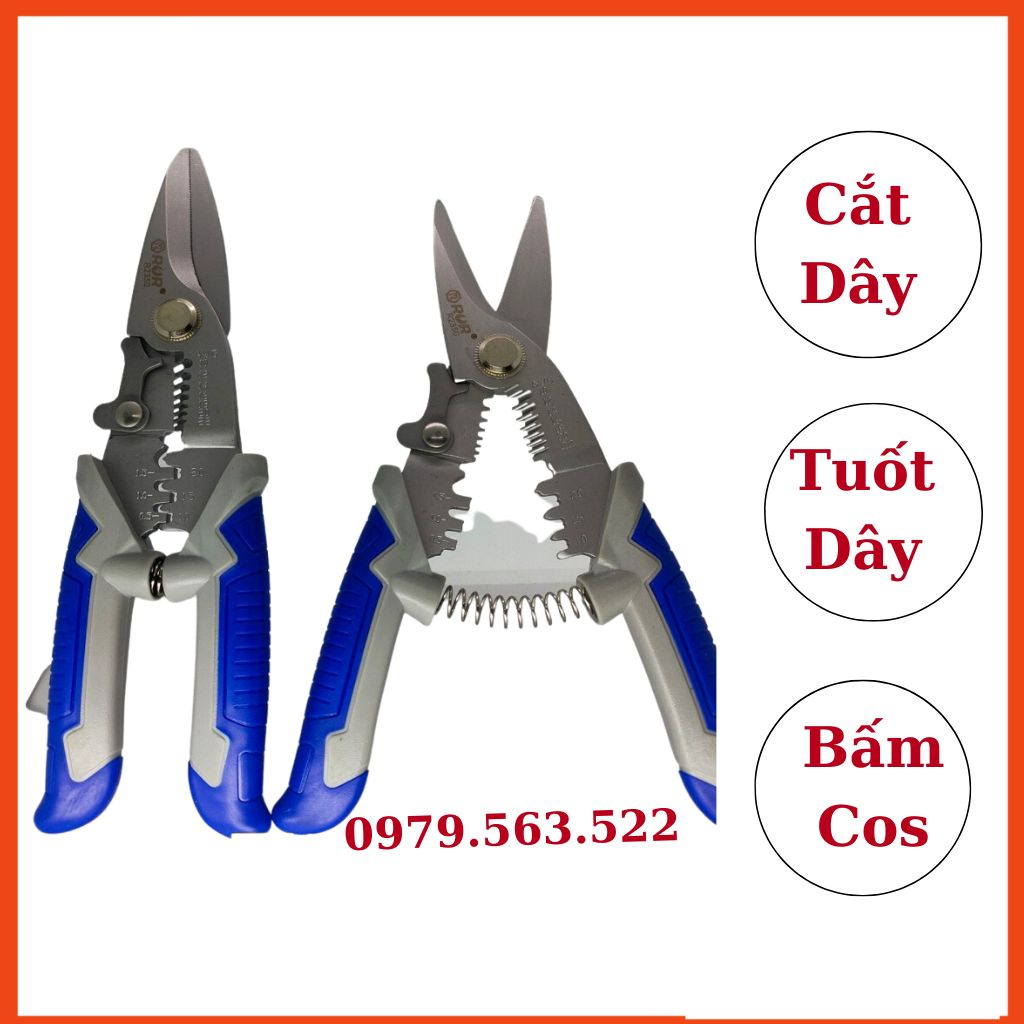 Kìm cắt  đa năng-kéo cắt dây điện đa năng tích hợp 3 trong 1-cắt dây-tuốt dây -bấm cos