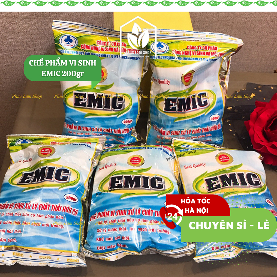 Chế phẩm vi sinh xử lý chất thải hữu cơ EMIC 200gr, khử mùi hôi thối, làm sạch môi trường