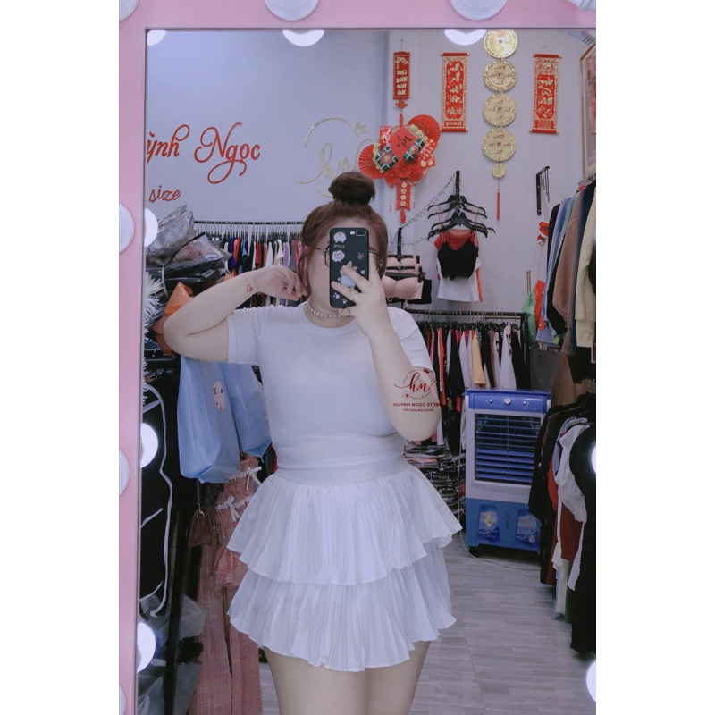 BIG SIZE Áo Croptop Thun Len Gân 55-95kg