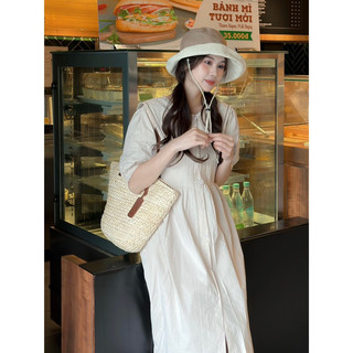 [RÁCH STORE] Đầm - 9327 - Cổ Sen Nhọn Viền Chỉ - Cột Eo