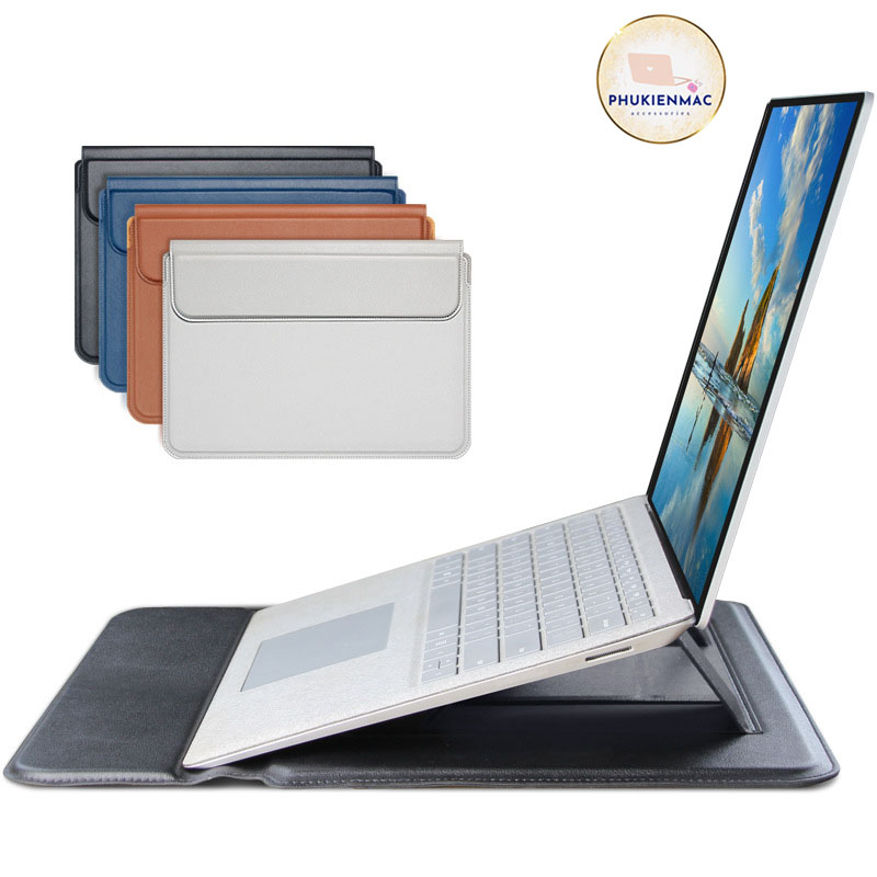 Túi đựng Laptop Macbook Air/Pro 13.3 inch/14 inch /15.4 inch Màu Xám nhạt tích hợp Giá Đỡ cao 5cm và Lót Chuột