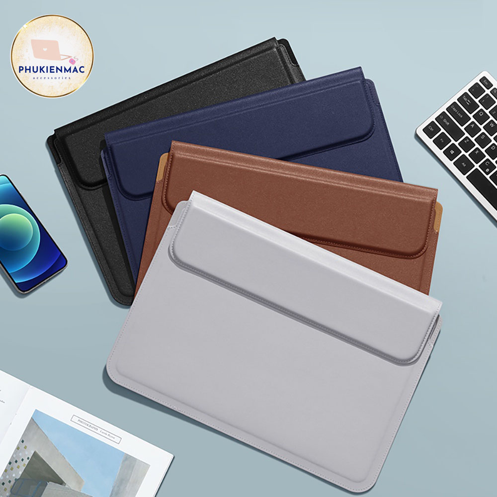 Túi đựng Laptop Macbook Air/Pro 13.3 inch/14 inch /15.4 inch Màu Xám nhạt tích hợp Giá Đỡ cao 5cm và Lót Chuột