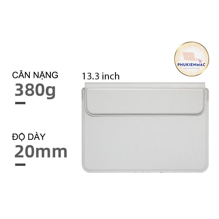Túi đựng Laptop Macbook Air/Pro 13.3 inch/14 inch /15.4 inch Màu Xám nhạt tích hợp Giá Đỡ cao 5cm và Lót Chuột