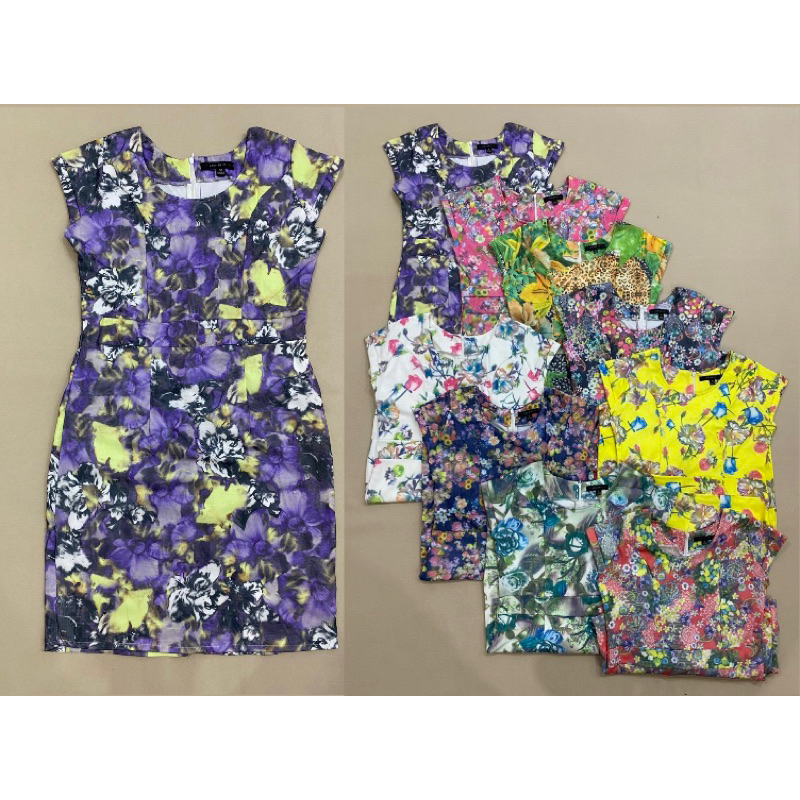 (D1890) Đầm cổ tròn vải voan lót lưới thun (Size M, L) - Thanh lý vnxk