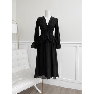 Đầm peplum dài vổ V thanh lịch sang trọng