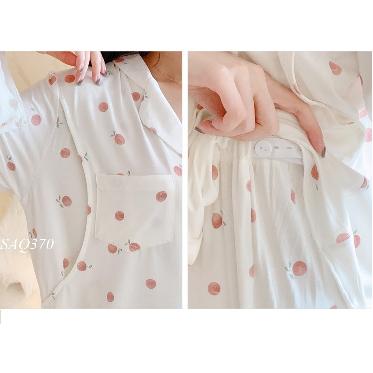 Bộ Bầu CHẤT COTTON LẠNH SIÊU MÁT Dài Tay Sau Sinh-SAQ370