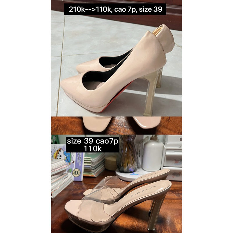 Giày cao gót màuu kem