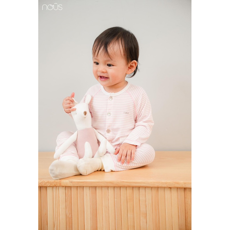 Bộ quần áo dài tay cài thẳng cho bé 0-12M Nous chất liệu petit các màu