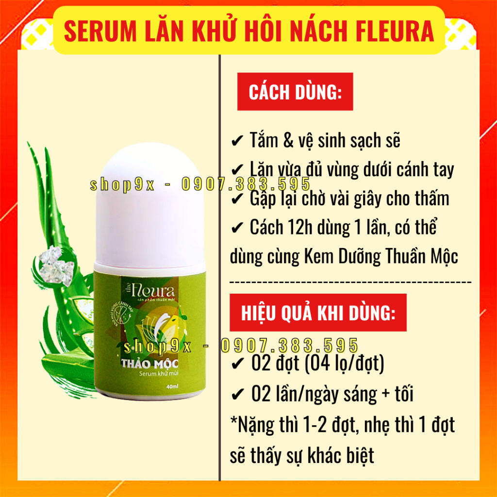 Serum lăn khử mùi hôi nách thảo mộc, giảm mồ hôi, giảm thâm nách THE FLEURA 40ml