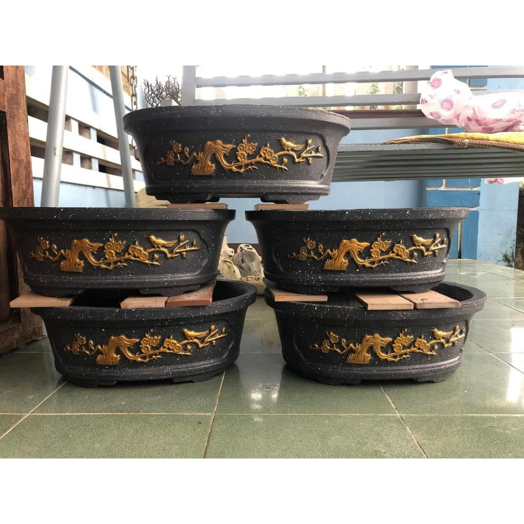 Khuôn đúc chậu bonsai ovan 45