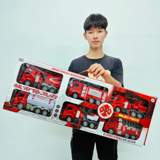 [Bộ Quà Tặng] Set 6 xe ô tô công trình, xe cứu hoả,xe cảnh sát, xe vệ sinh môi trường cao cấp Size LỚN