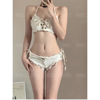  Set Bikini Jean Denim trắng, vải bò Cao Cấp, hot 2023