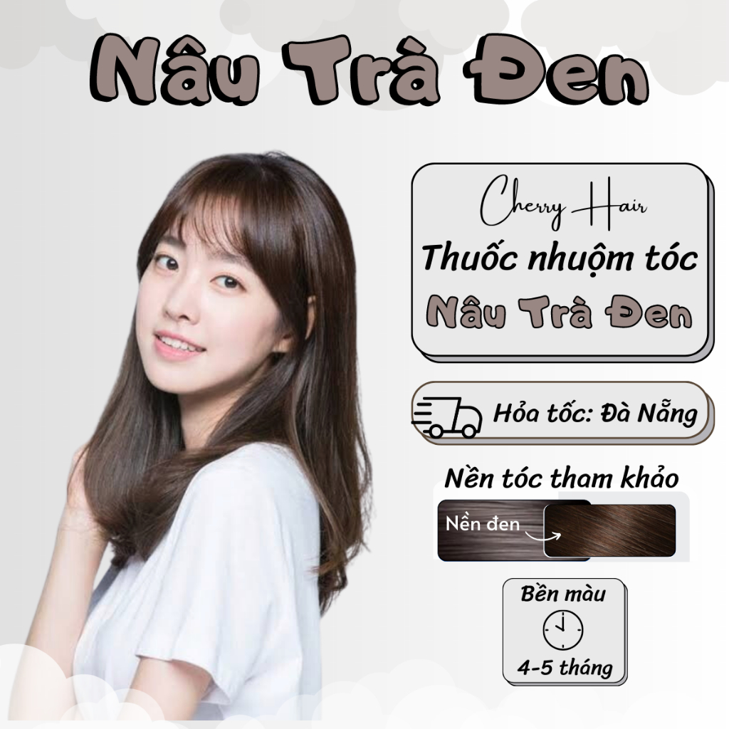 Thuốc Nhuộm Tóc Màu Nâu Trà Đen Thuốc nhuộm Tóc chính hãng tặng kèm Oxy + Bao Tay, Cherry Hair. Cherry Hair
