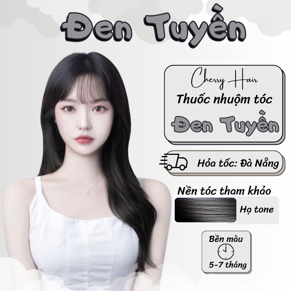 Thuốc Nhuộm Tóc Màu Đen Tuyền Thuốc nhuộm Tóc chính hãng tặng kèm Oxy + Bao Tay, Cherry_Hair. Cherry Hair