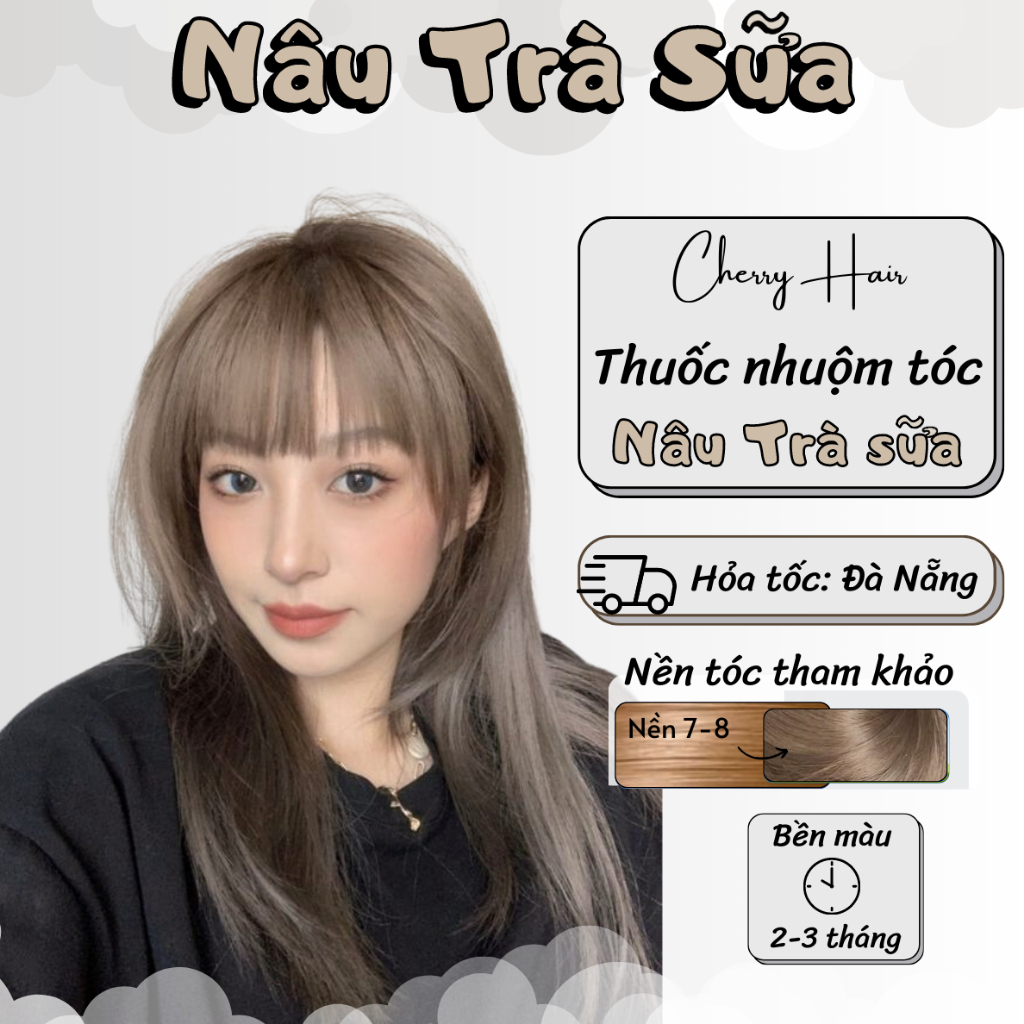 Thuốc Nhuộm Tóc Màu Nâu Trà Sữa Thuốc nhuộm Tóc chính hãng tặng kèm Oxy + Bao Tay, Cherry_Hair. Cherry Hair