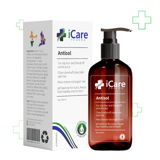 Dầu Gội Làm Sạch Gàu Không Khô Tóc Antisol - Chai 240ml. Thương Hiệu iCare Pharma