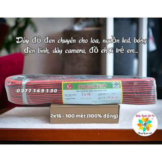 Dây điện đỏ đen cho loa, đèn bình, led thanh 2x16 100% đồng Phong Phú