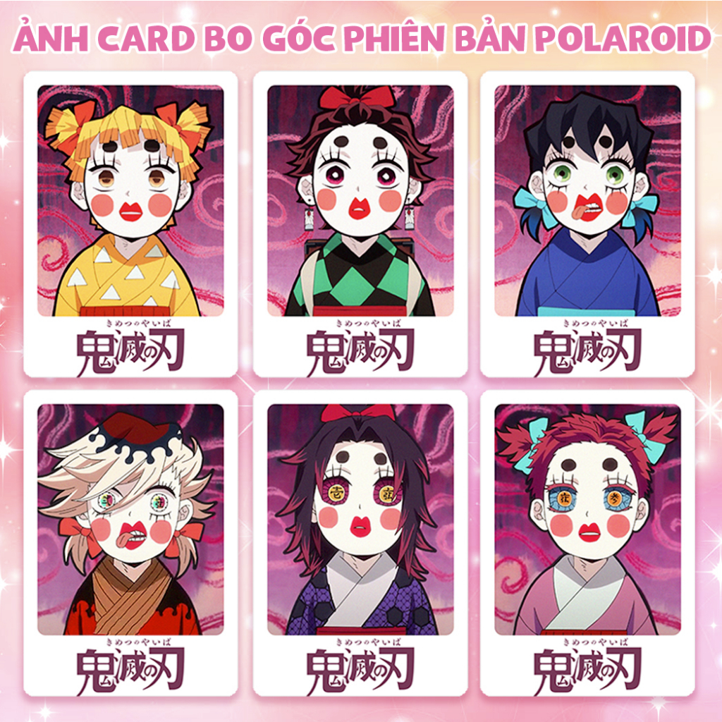Ảnh card bo góc KIMETSU NO YAIBA KNY kỹ viện trấn vui nhộn - phiên bản ảnh polaroid