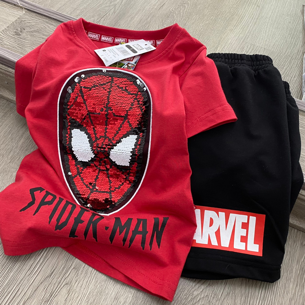 Bộ Spiderman cườm Marvel dư xịn cho bé trai siêu đẹp,Bộ nhện cườm xuất dư xịn đét cho bé Sz 3-12T