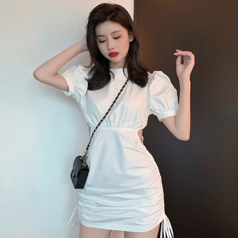 Pass NEW🔥ĐẦM TRẮNG ÔM DÂY RÚT CUT OUT EO