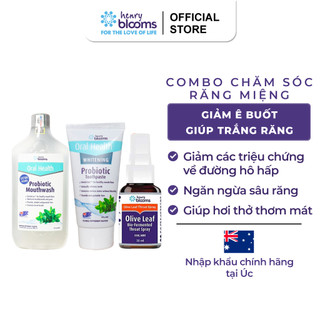 Combo Chăm Sóc Răng Miệng Cao Cấp Kem Đánh Răng + Nước Súc Miệng + Xịt Họng Henry Blooms Probiotics