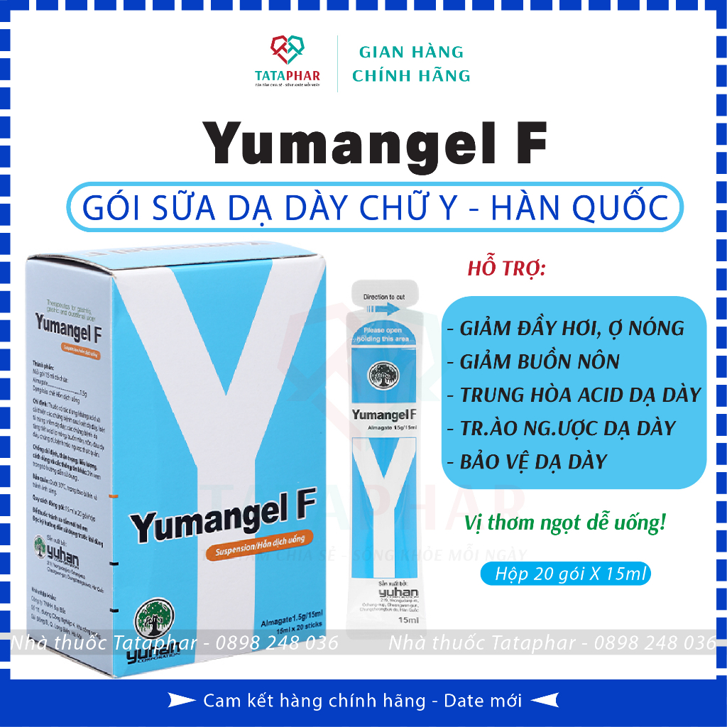 Yumangel F - Gói sữa dạ dày chữ Y Hàn Quốc - Bảo vệ dạ dày - Hộp 20 gói - Hàng Chính hãng