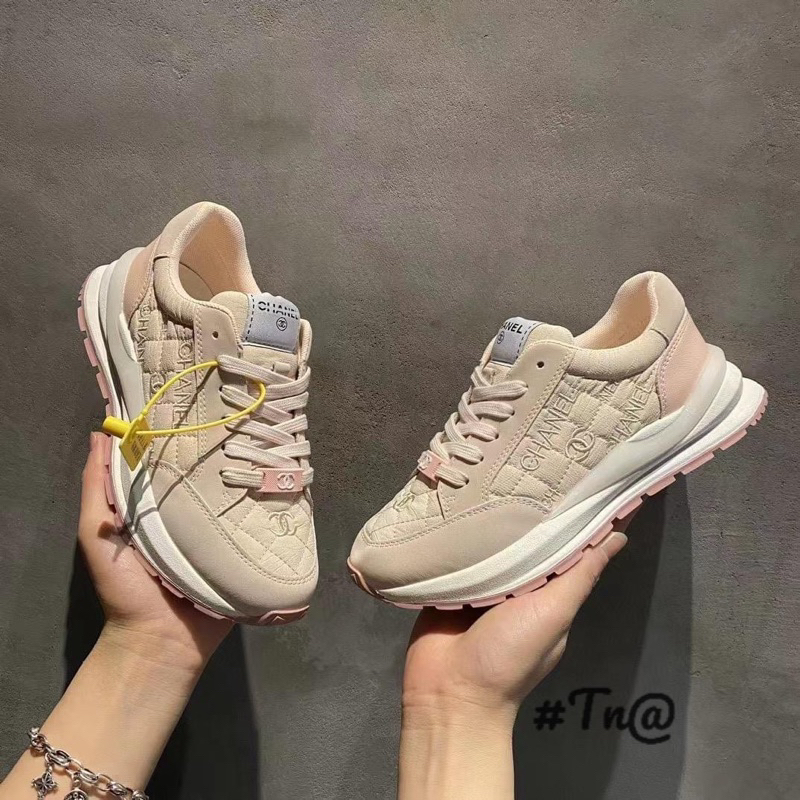 Giày thể thao CNK thêu - Hàng QC fullbox- Kèm video thật- Sẵn hồng trắng