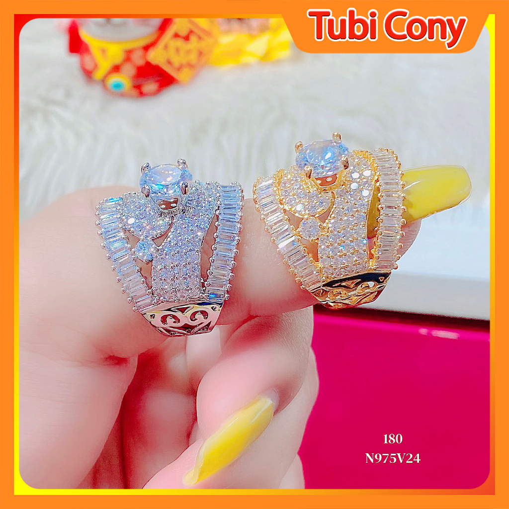 Nhẫn nữ mạ vàng 18k Tubi Cony đính đá kiểu dáng sang trọng N975 - Bao hoàn tiền, Bao đổi trả trong 07 ngày