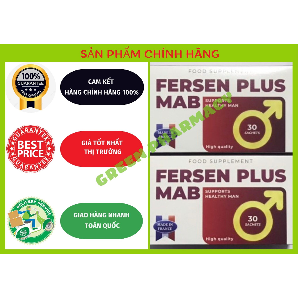 FERSEN PLUS MAB _ Bổ tinh trùng, tăng cường sinh lý nam. Hàng chính hãng nhập khẩu Pháp, Hộp 30 gói