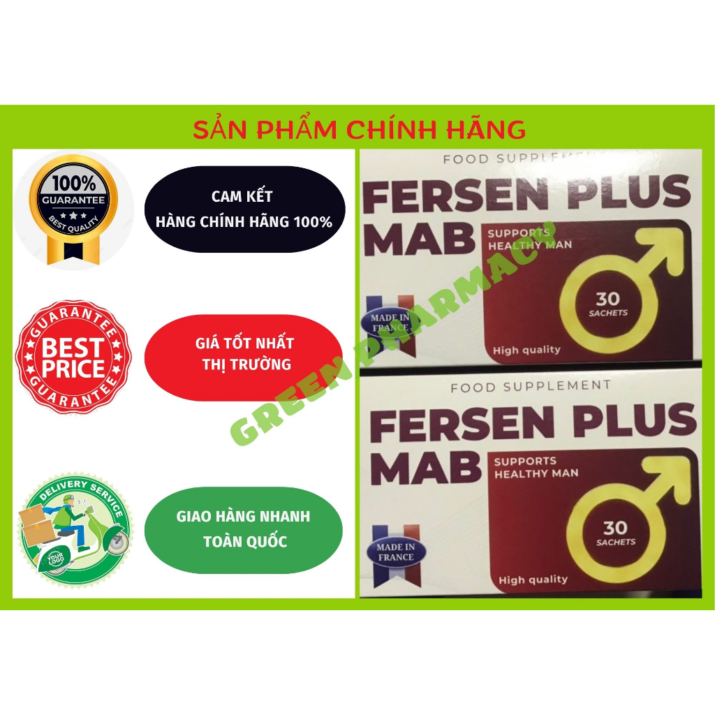 FERSEN PLUS MAB _ Bổ tinh trùng, tăng cường sinh lý nam. Hàng chính hãng nhập khẩu Pháp, Hộp 30 gói