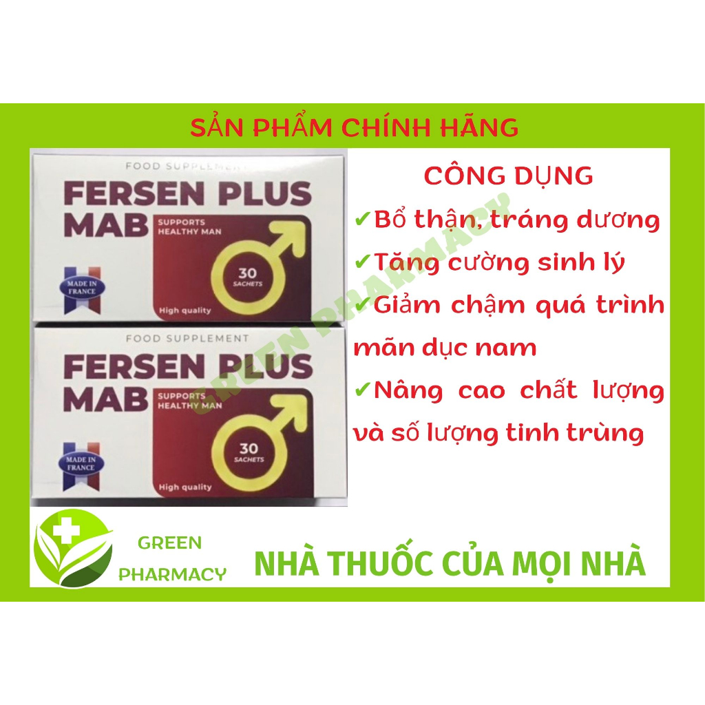 FERSEN PLUS MAB _ Bổ tinh trùng, tăng cường sinh lý nam. Hàng chính hãng nhập khẩu Pháp, Hộp 30 gói