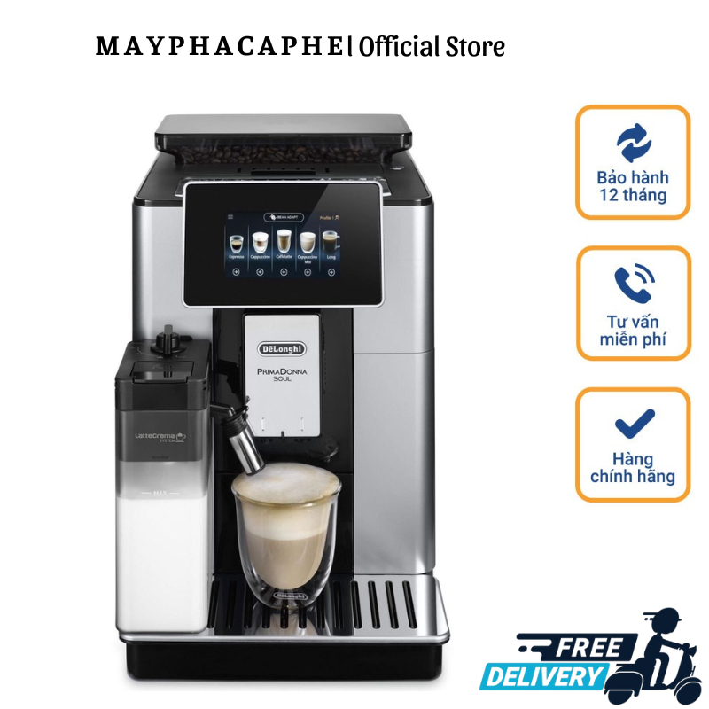 Máy Pha Cà Phê Tự Động DELONGHI ECAM 610.55.SB, Máy Pha Cafe, Espresso, Cappuccino, Nhập EU, BH 12 Tháng