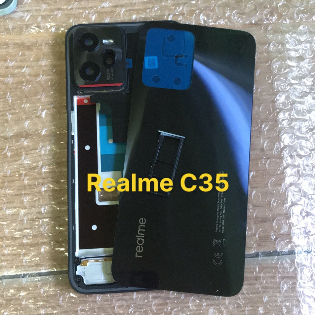 Bộ vỏ sườn Realme C35 - kèm nút bấn,kính camera