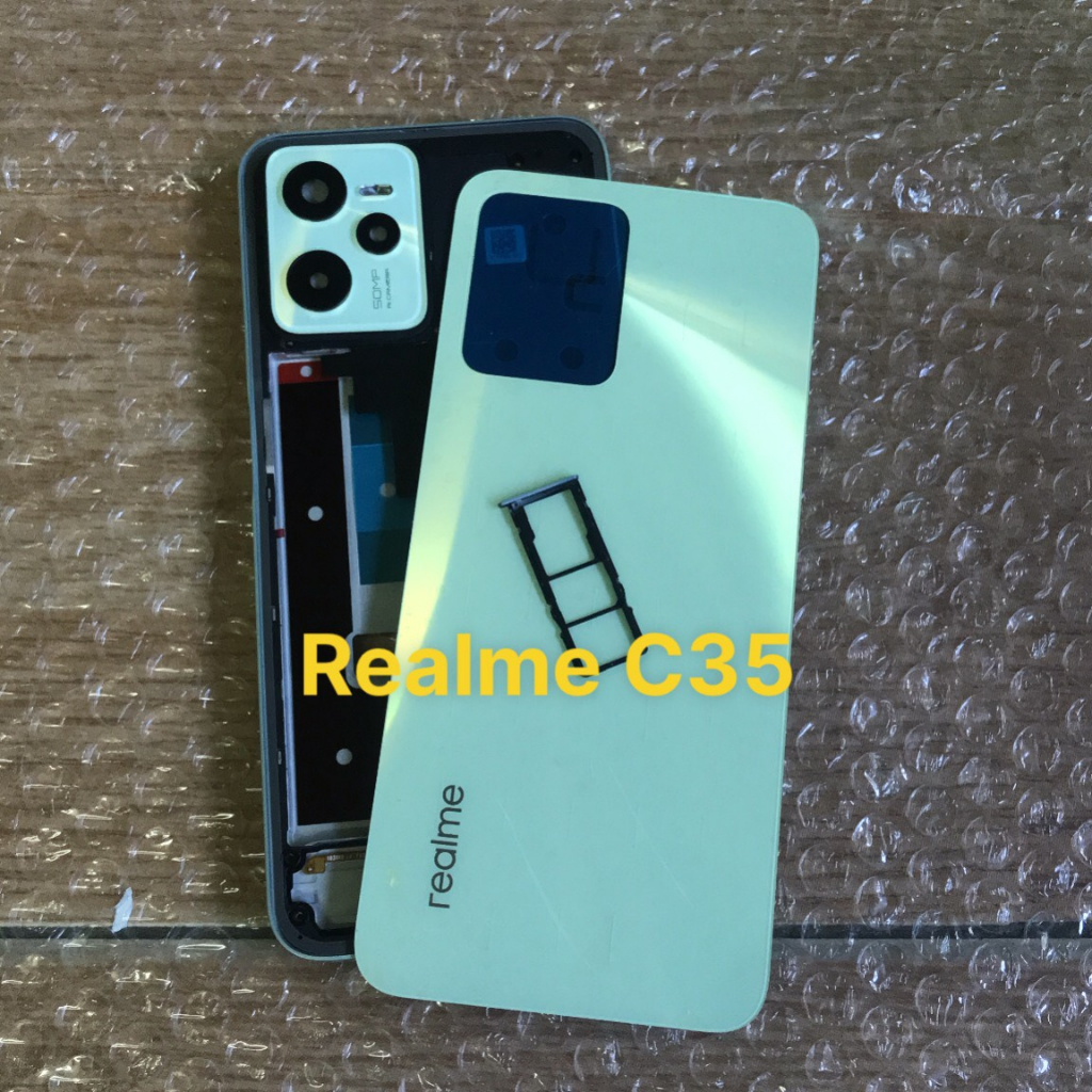Bộ vỏ sườn Realme C35 - kèm nút bấn,kính camera